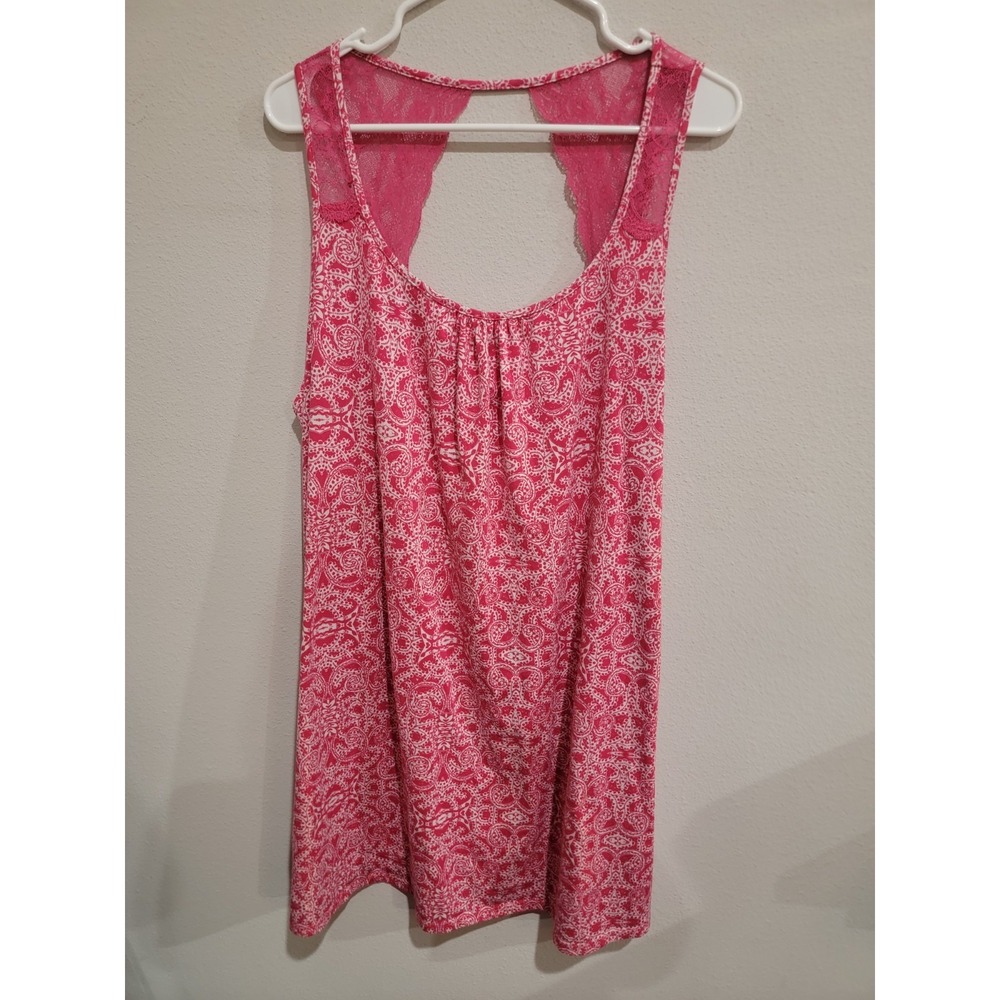 Secret Treasures nightgown chemise Pink Print Lace Shoulder Accent Sz 2X 18W-20W